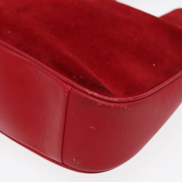 GUCCI Bamboo Shoulder Bag Suede 2way Red Gold 001 2113 1638 Auth 85477 - Picture 15 of 16